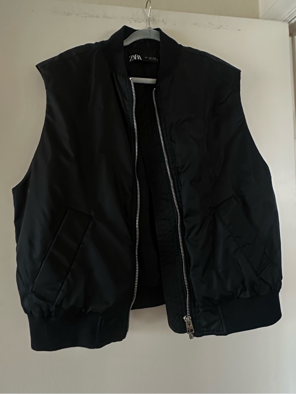 Zara Black Womens Bomber Vest